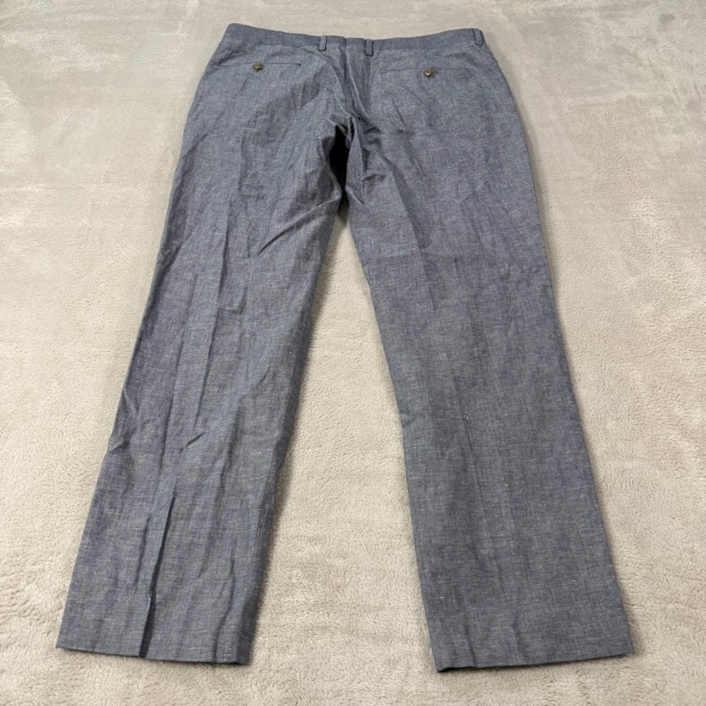 J. Crew Mens 34x30 Ludlow Somelos Cotton Linen Slim Fit Pants Blue Lightweight - Picture 2 of 14